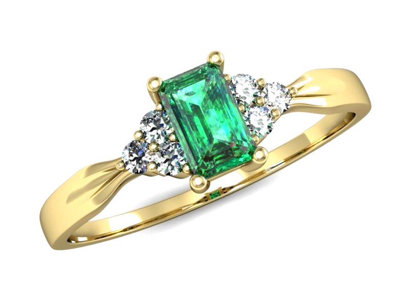 Złoty pierścionek ze szmaragdem i brylantami - p16135zsm