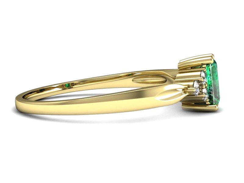 Złoty pierścionek ze szmaragdem i brylantami - p16135zsm — zdjęcie 2