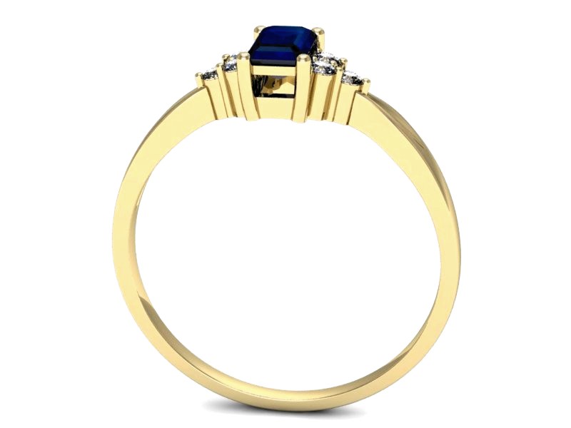 Złoty pierścionek z szafirem i brylantami - p16135zsz — zdjęcie 3