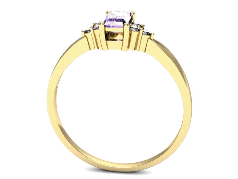 Pierścionek z tanzanitem i brylantami żółte złoto - p16135zt — zdjęcie 3