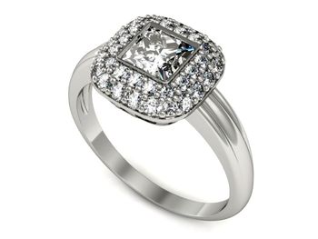 Pierścionek zaręczynowy z diamentami białe złoto - p16136b - 1