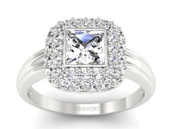 Pierścionek zaręczynowy z diamentami białe złoto - p16136b