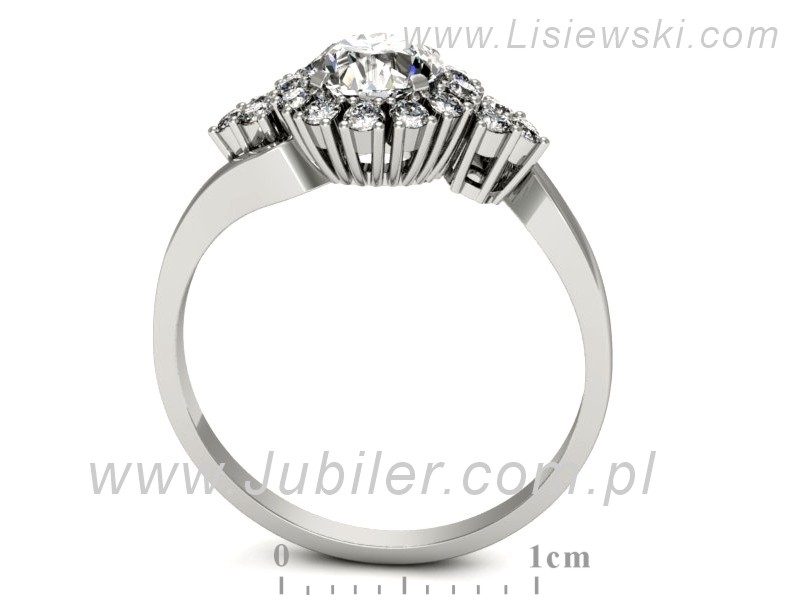 Złoty pierścionek z brylantami białe złoto - p16137b — zdjęcie 3