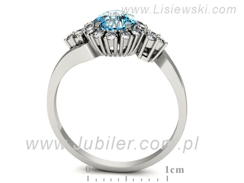 Pierścionek z topazem i brylantami białe złoto - p16137ba — zdjęcie 3