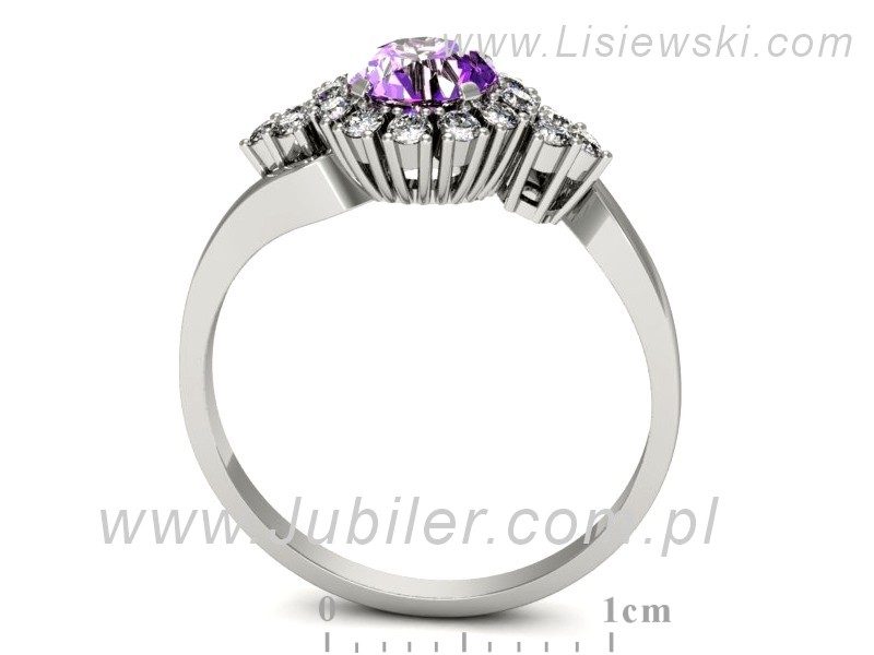 Pierścionek z ametystem i brylantami białe złoto - p16137bat — zdjęcie 3