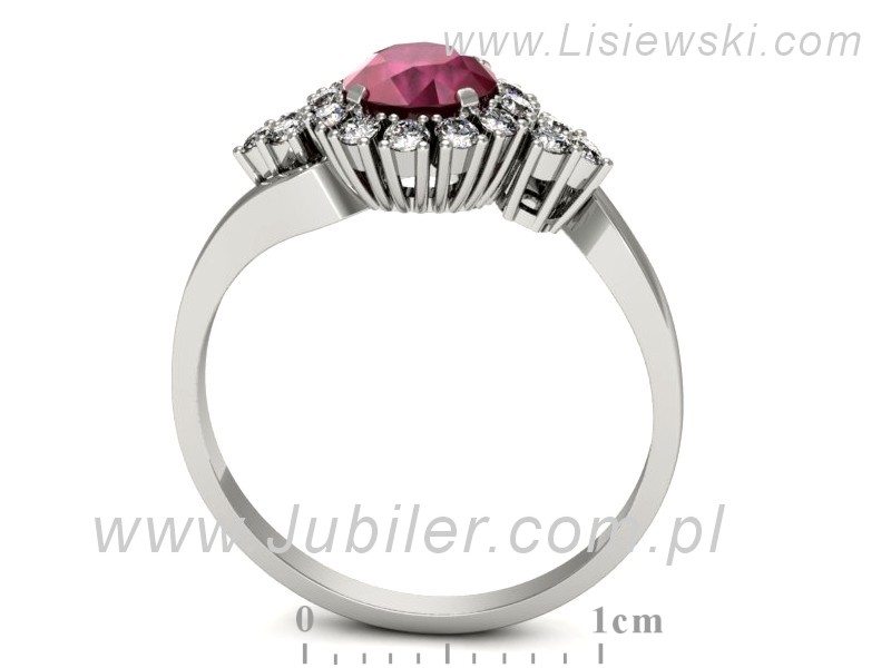 Pierścionek z rubinem i brylantami białe złoto - p16137br — zdjęcie 3