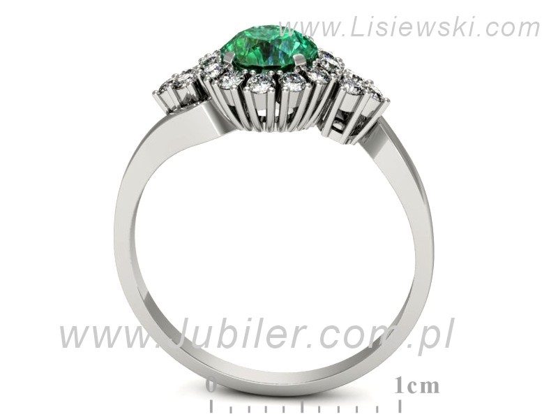 Złoty pierścionek ze szmaragdem i brylantami - p16137bsm — zdjęcie 3