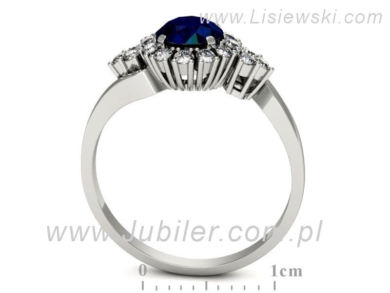 Pierścionek z szafirem i brylantami białe złoto - p16137bsz — zdjęcie 3