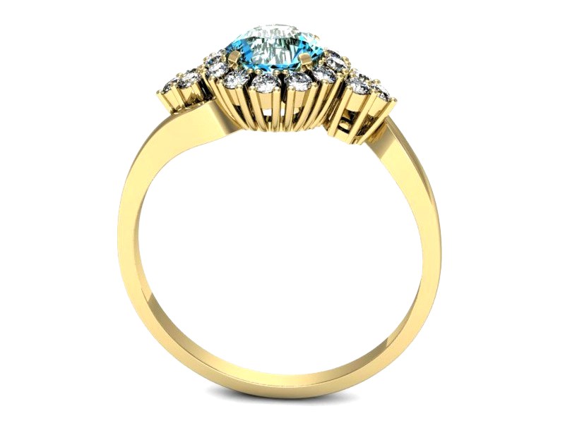 Pierścionek z topazem i brylantami żółte złoto - p16137za — zdjęcie 3