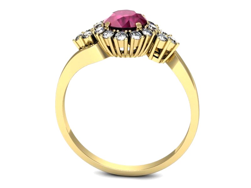 Pierścionek z rubinem i brylantami żółte złoto - p16137zr — zdjęcie 3