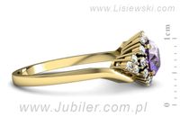 Pierścionek z tanzanitem i brylantami z żółtego złota - p16137zt- 2