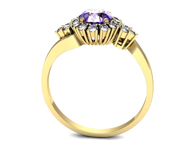 Pierścionek z tanzanitem i brylantami żółte złoto - p16137zt — zdjęcie 3
