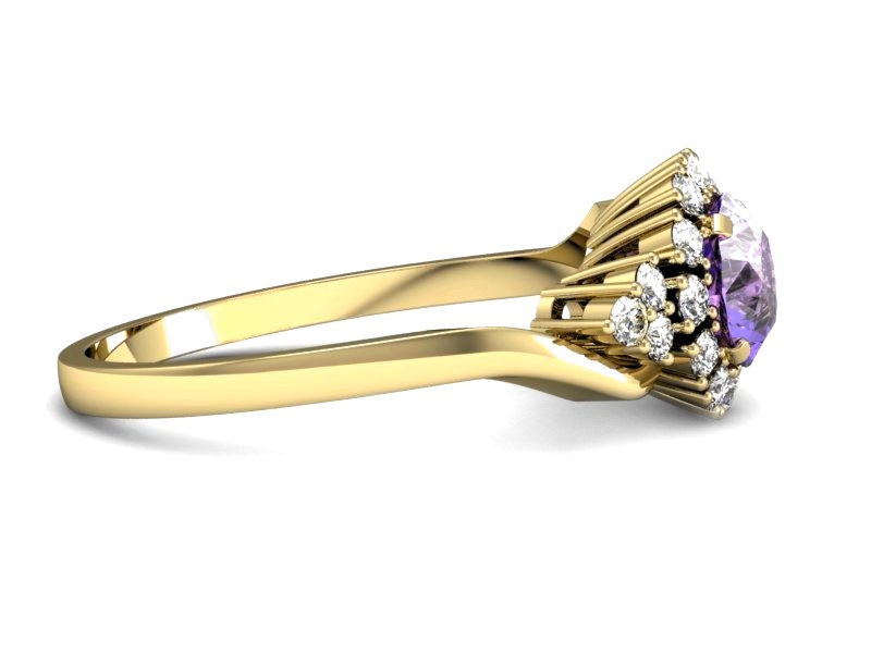 Pierścionek z tanzanitem i brylantami żółte złoto - p16137zt — zdjęcie 2