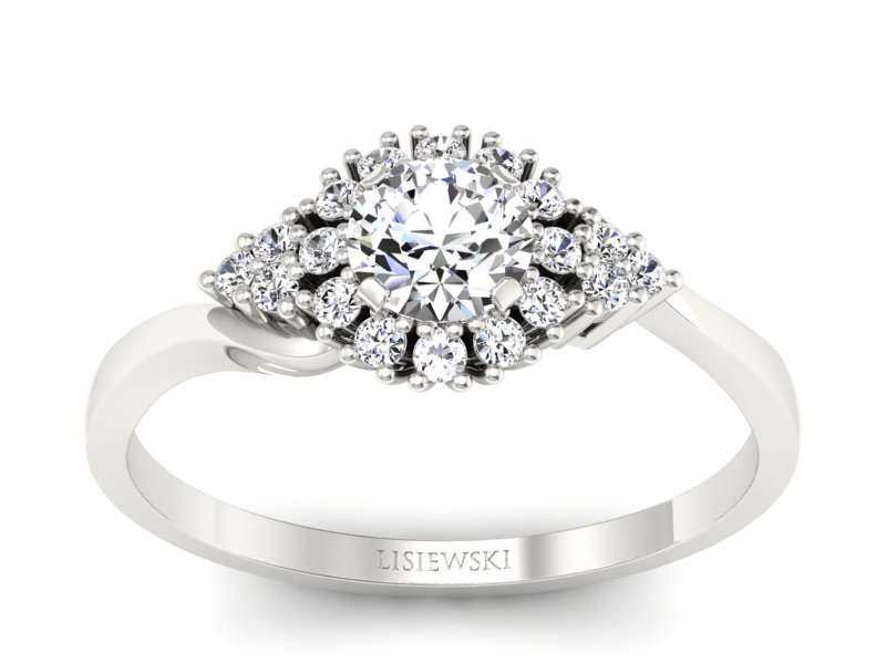 Złoty pierścionek z brylantami białe złoto - p16138b