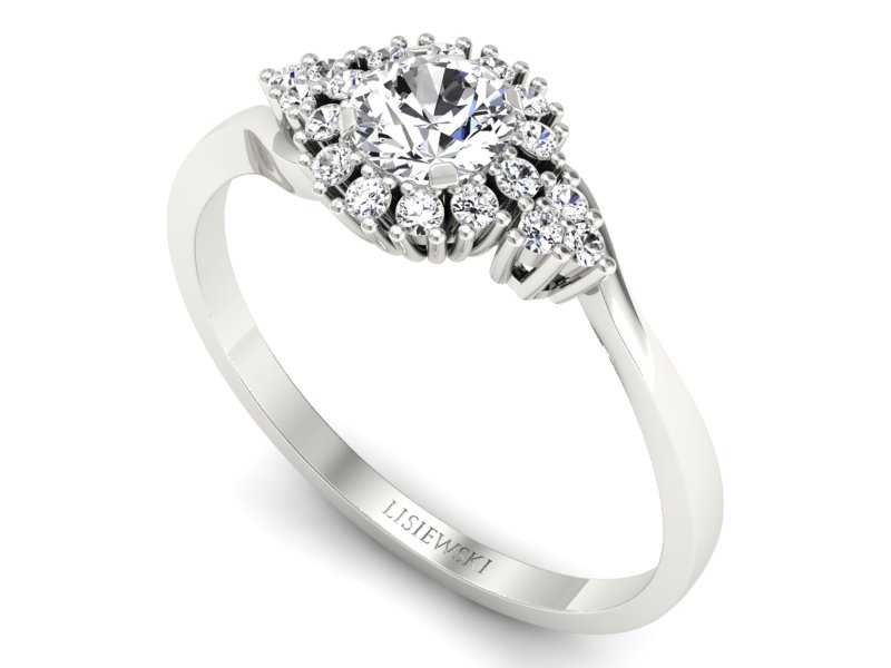 Złoty pierścionek z brylantami białe złoto - p16138b — zdjęcie 3