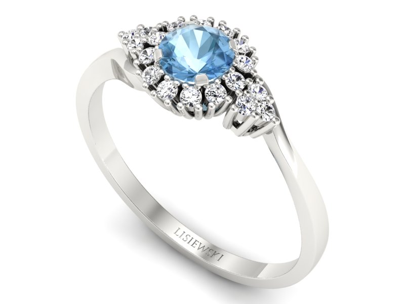 Pierścionek z topazem i brylantami białe złoto - p16138ba — zdjęcie 3