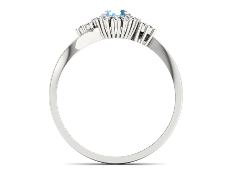 Pierścionek z topazem i brylantami białe złoto - p16138ba — zdjęcie 2