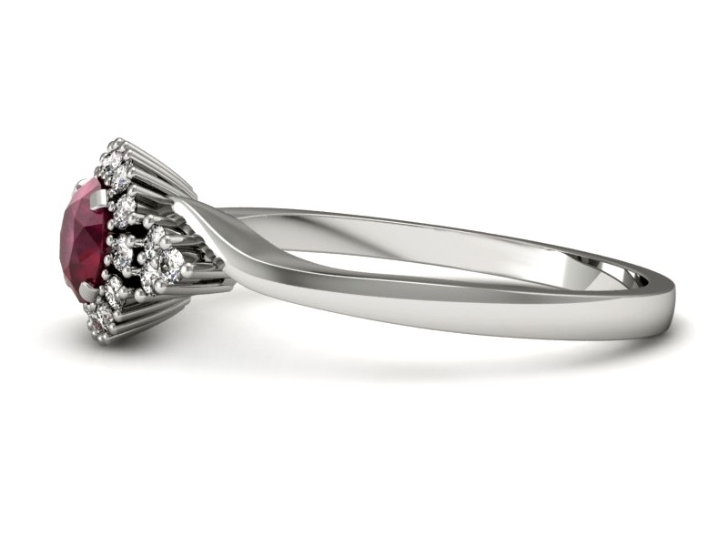 Pierścionek z rubinem i brylantami białe złoto - p16138br — zdjęcie 5