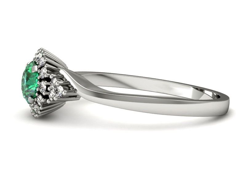 Złoty pierścionek ze szmaragdem i brylantami - p16138bsm — zdjęcie 5