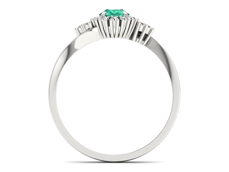 Złoty pierścionek ze szmaragdem i brylantami - p16138bsm — zdjęcie 2