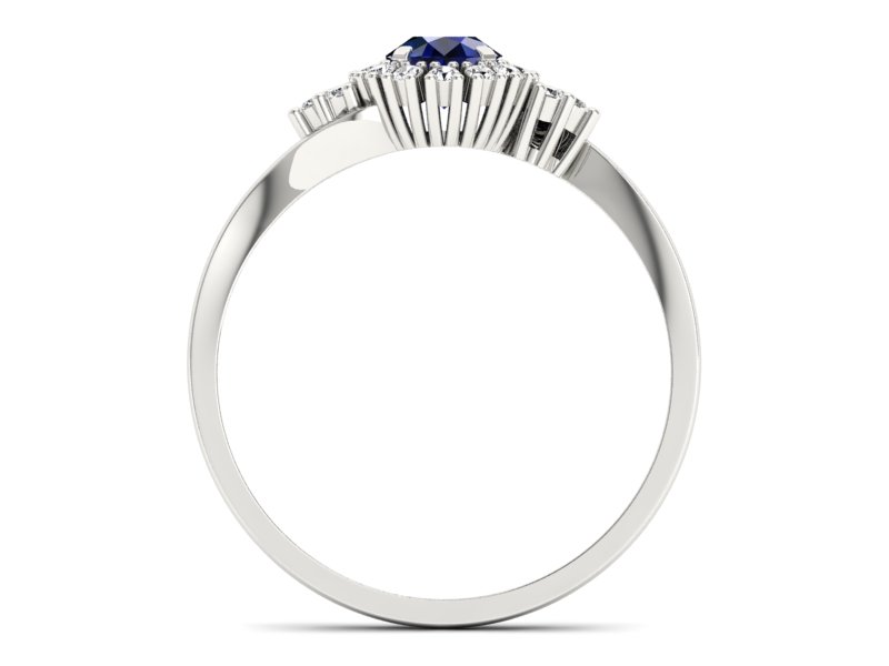 Pierścionek z szafirem i brylantami białe złoto - p16138bsz — zdjęcie 2