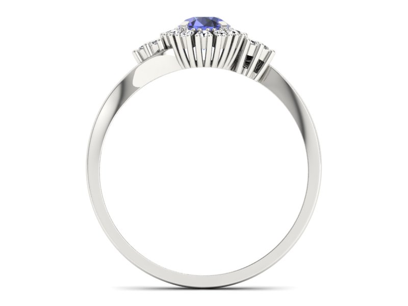 Pierścionek z tanzanitem białe złoto z brylantami - p16138bt — zdjęcie 2