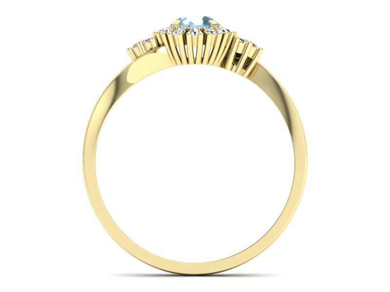 Pierścionek z topazem i brylantami żółte złoto - p16138za — zdjęcie 2