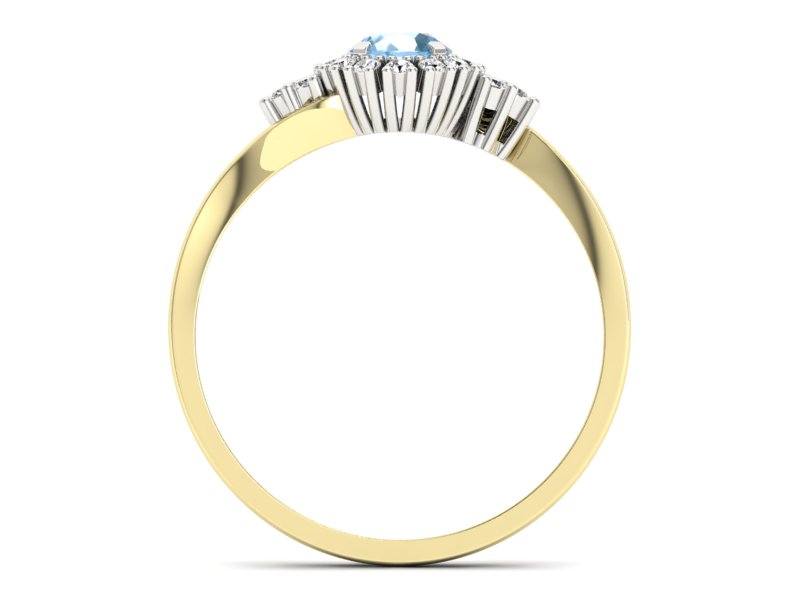 Pierścionek topaz i brylanty białe i żółte złoto - p16138zba — zdjęcie 2