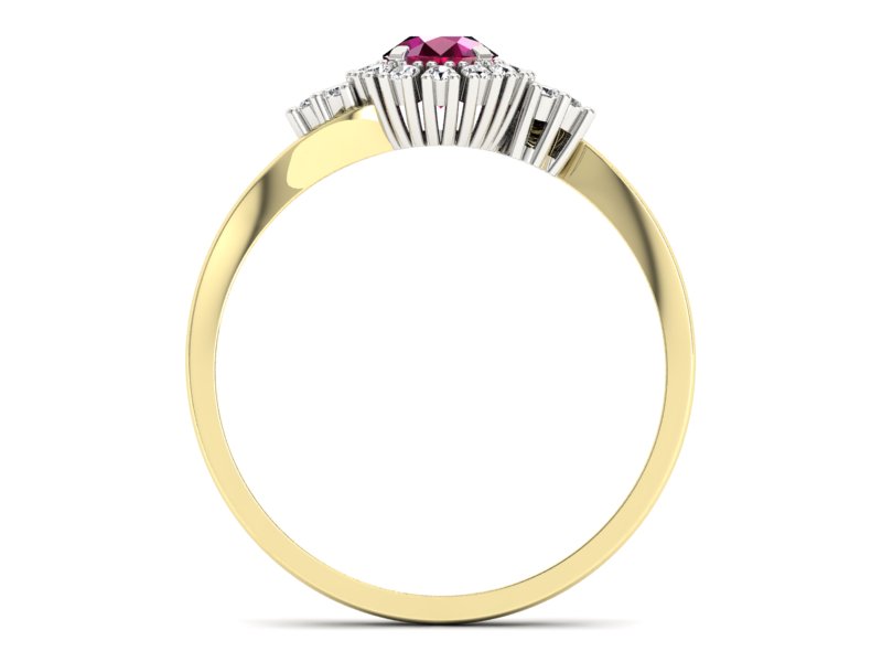 Pierścionek z rubinem i diamentami - p16138zbr — zdjęcie 2