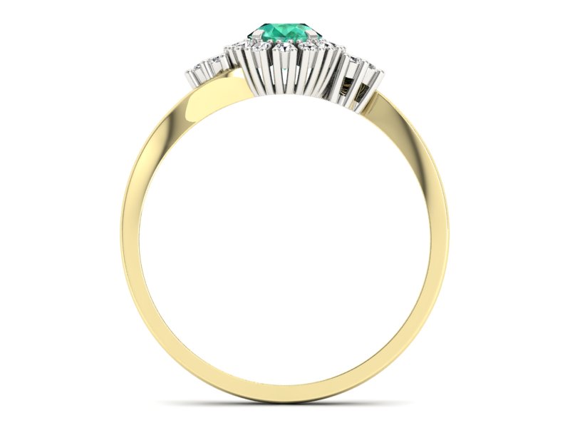 Pierścionek ze szmaragdem i diamentem - p16138zbsm — zdjęcie 2
