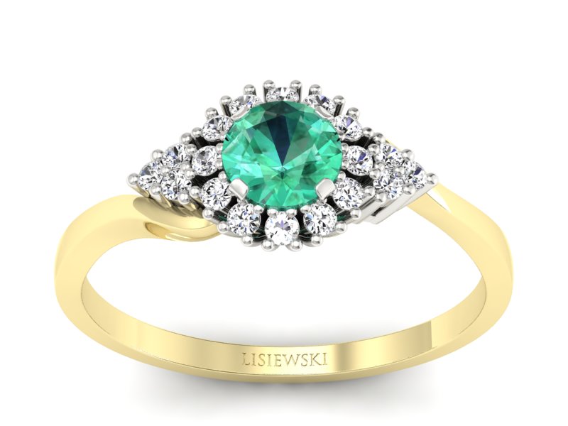 Pierścionek ze szmaragdem i diamentem - p16138zbsm