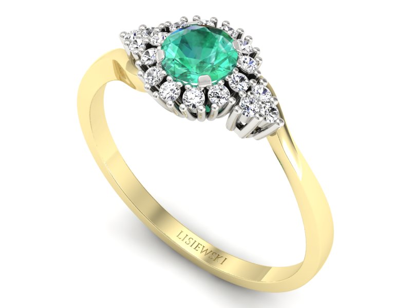 Pierścionek ze szmaragdem i diamentem - p16138zbsm — zdjęcie 3
