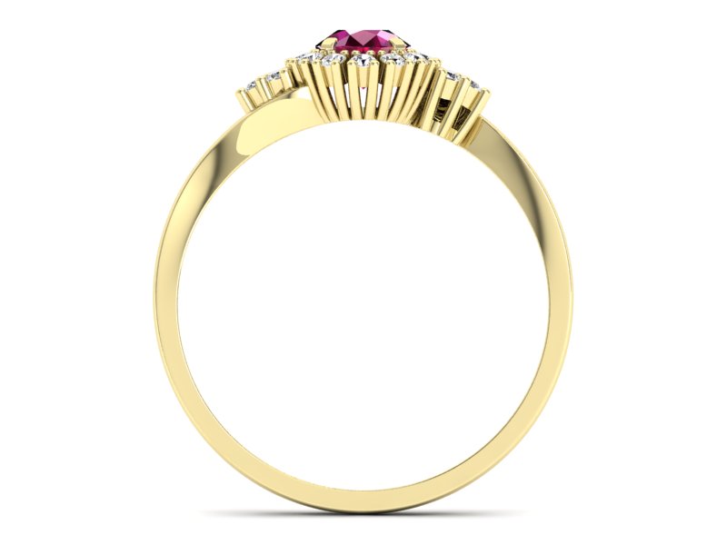 Pierścionek z rubinem i brylantami żółte złoto - p16138zr — zdjęcie 2
