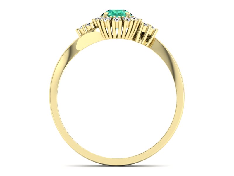 Złoty pierścionek ze szmaragdem i diamentami - p16138zsm — zdjęcie 2