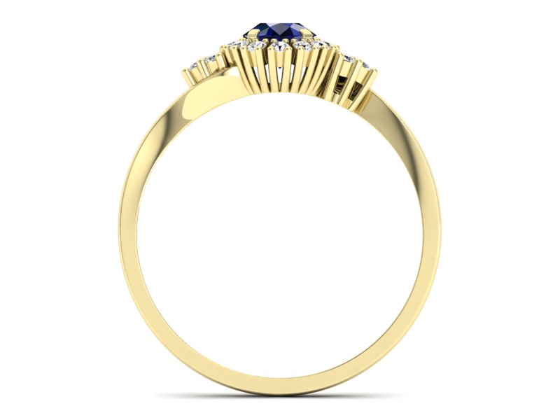 Złoty pierścionek z szafirem i diamentami - p16138zsz — zdjęcie 2