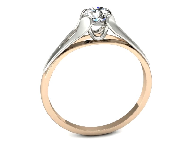 Pierścionek z brylantem różowe i białe złoto - p16139cb — zdjęcie 3