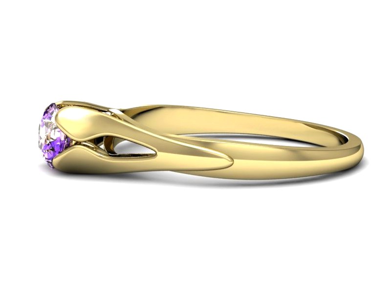 Złoty pierścionek z ametystem żółte złoto - p16139zat — zdjęcie 2