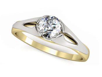 Złoty Pierścionek zaręczynowy z brylantem - p16139zb - 1