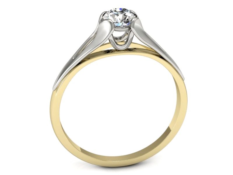 Złoty pierścionek zaręczynowy z brylantem - p16139zb — zdjęcie 3