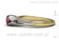 Pierścionek z rubinem z żółtego i białego złota 585 - p16139zbr- 2