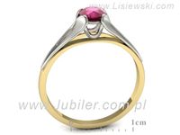 Pierścionek z rubinem z żółtego i białego złota 585 - p16139zbr- 3