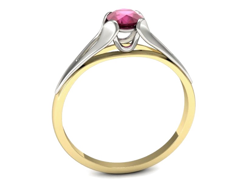 Pierścionek z rubinem żółte białe złoto - p16139zbr — zdjęcie 3