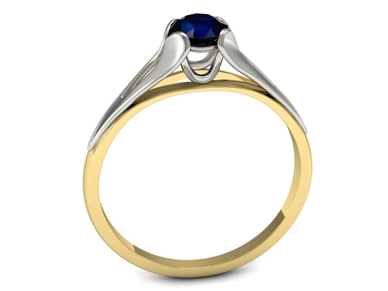 Złoty pierścionek z szafirem żółte białe złoto - p16139zbsz — zdjęcie 3