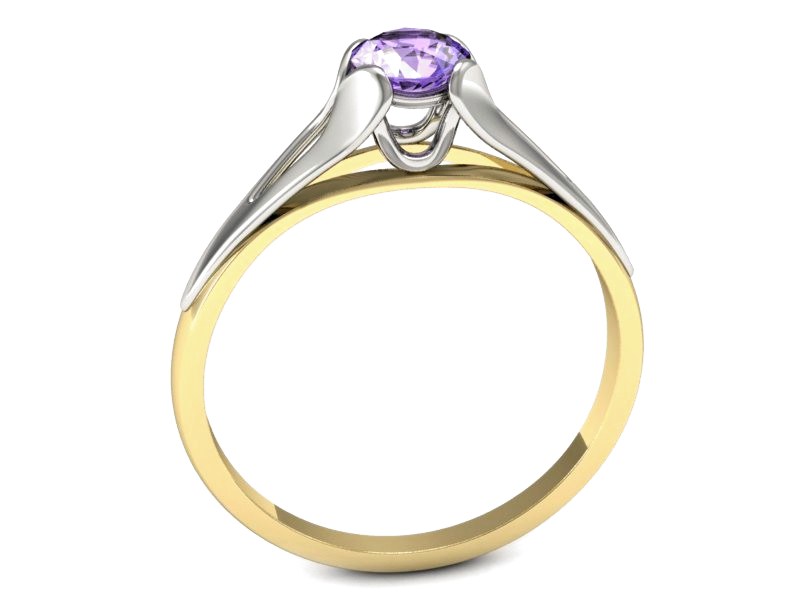 Pierścionek z tanzanitem żółte białe złoto - p16139zbt — zdjęcie 3