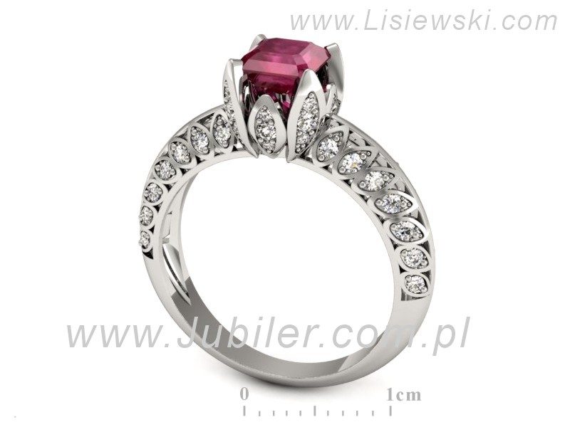 Pierścionek z rubinem i brylantami białe złoto - p16141br — zdjęcie 3