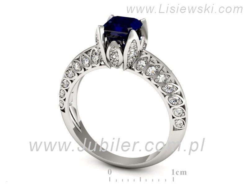 Pierścionek z szafirem i brylantami białe złoto - p16141bsz — zdjęcie 3