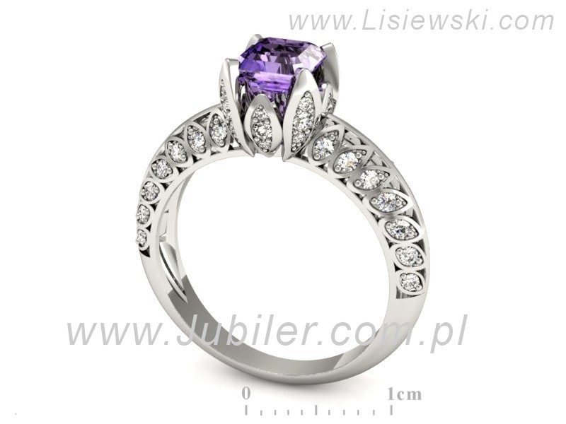 Pierścionek z tanzanitem białe złoto z brylantami - p16141bt — zdjęcie 3