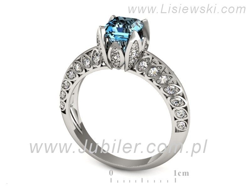 Złoty pierścionek z topazem i brylantami - p16141btp — zdjęcie 3