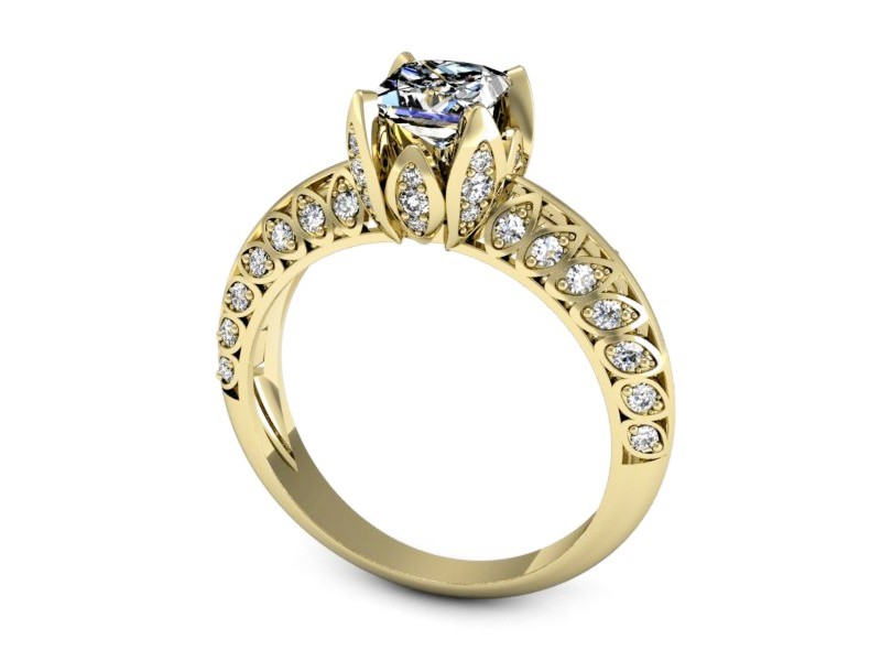 Złoty pierścionek z diamentami żółte złoto - p16141z — zdjęcie 3