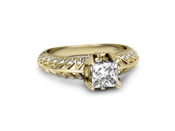 Złoty Pierścionek z diamentami żółte złoto 585 - p16141z